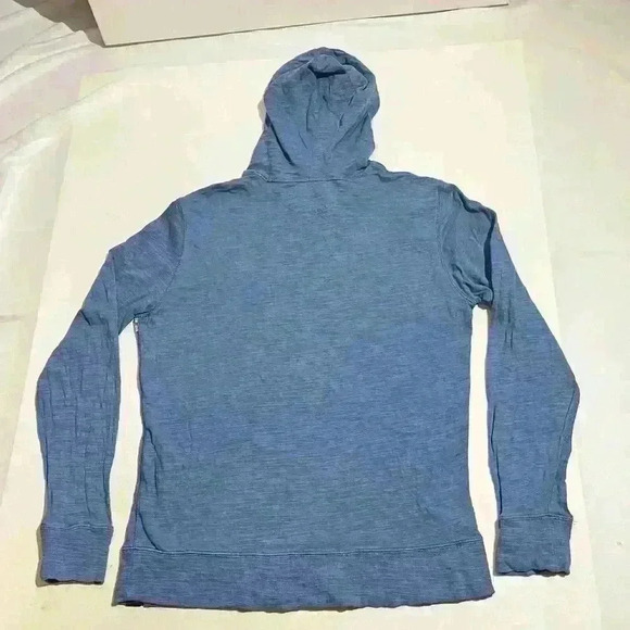 Faherty Mens Blue Hoodie Sweatshirt Striped Knit Organic Cotton Size Medium - Picture 2 of 10